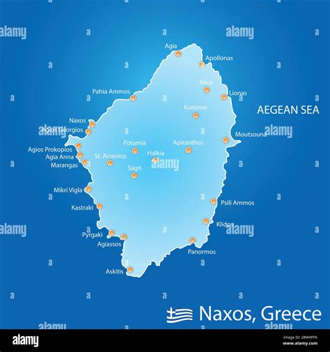 Island Of Naxos In Greece Map Illustration Design In Colorful Stock