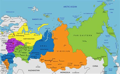 Map Of Europe With Major Cities Large Political Map Of Russia With