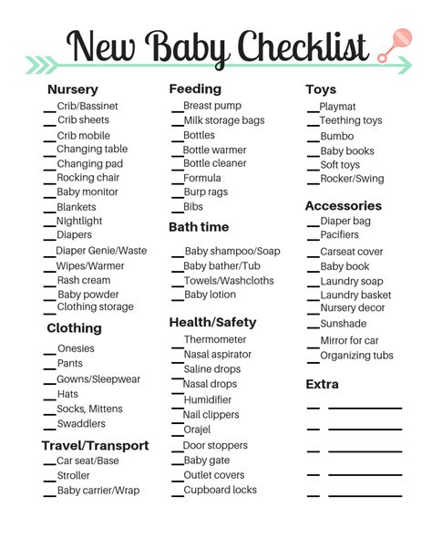 Free New Baby Checklist Printable Motivation For Mom