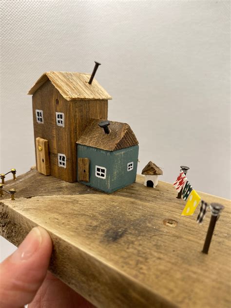 Miniature Decorative Wooden Houses Small Collectable Etsy