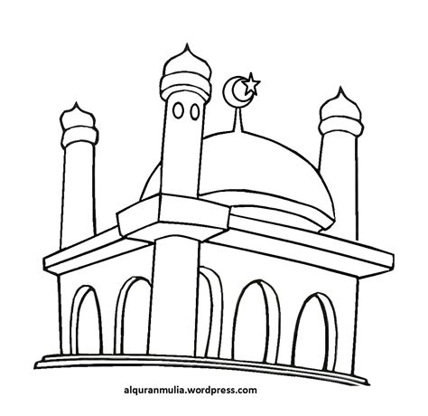 Gambar kubah masjid hitam putih. Gambar Mewarnai Masjid - ClipArt Best