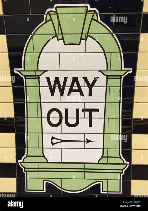 Way Out Mosaic Sign On The Wall At Warren Street Underground Station In