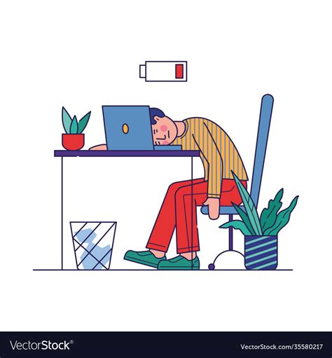 Tired Employee Exhausted With Work Royalty Free Vector Image