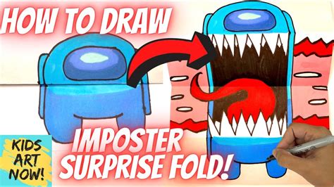 How To Draw An Among Us Imposter Front View Surprise Fold Youtube