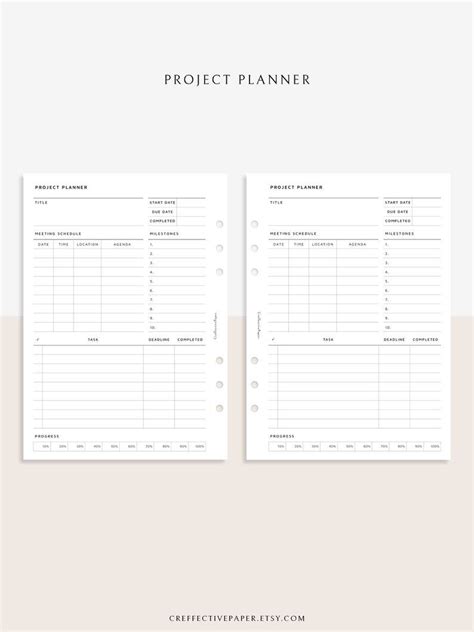 Project Management Template B6 Planner Inserts Printable Etsy