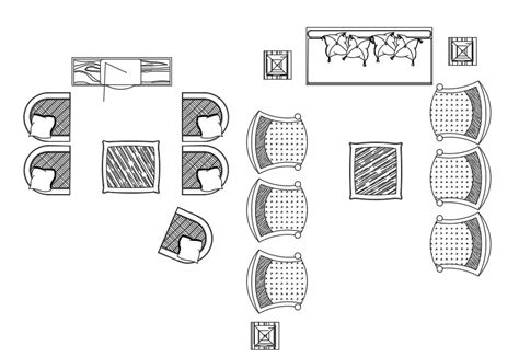 Armchair With Center Table Top View Plan Cad Blocks Cadbull