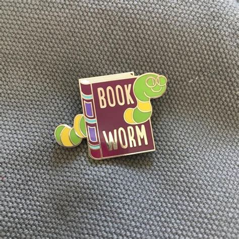 Bookworm Hard Enamel Pin Book Worms Hard Enamel Pin Hard Enamel