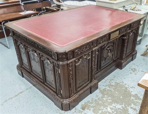 Resolute Desk Reproduction Mahogany Carved Mouldings Throughout