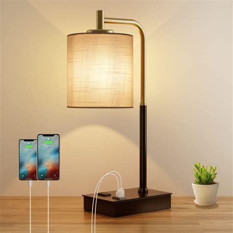 Oyedis Touch Control Table Lamp Way Dimmable Modern Bedside Lamp With Usb Port And Outlet