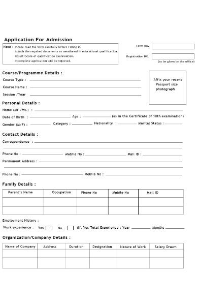Free 50 University Forms In Pdf Ms Word Ms Excel