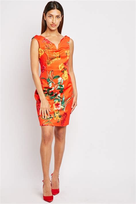 Tropical Floral Print Dress Redmulti Just 6