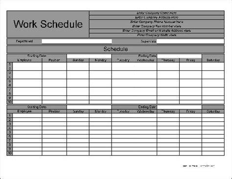 Free Personalized Numbered Row Biweekly Work Schedule From Formville