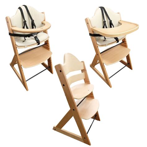 Wooden Baby High Chair 3in1 Highchair With Tray And Bar Beech