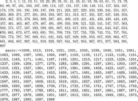 Tables How To Produce A List Of Prime Numbers In Latex Tex Latex