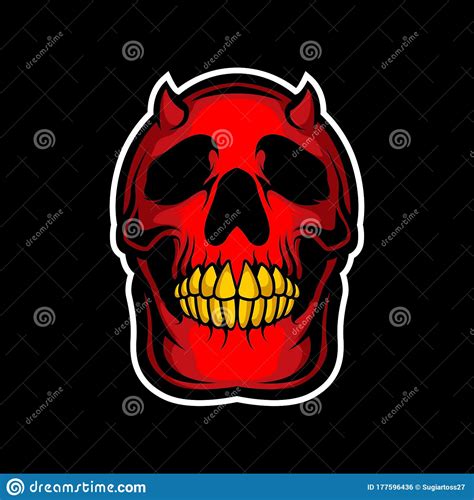 Red Demon Skull Stock Vector Illustration Of Background 177596436