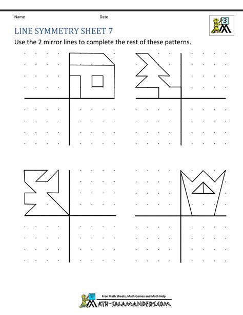 Draw A Line Of Symmetry Worksheet