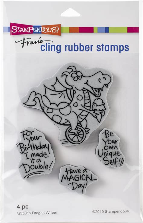 Stampendous Frans Cling Rubber Stamps Dragon Wheel 0744019234222