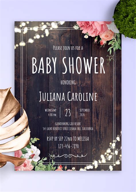 Download Printable Wood Rustic Baby Shower Invitation Pdf