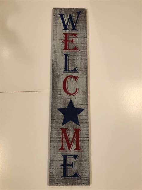 Patriotic Welcome Sign Porch Leaner 3ft Tall Etsy
