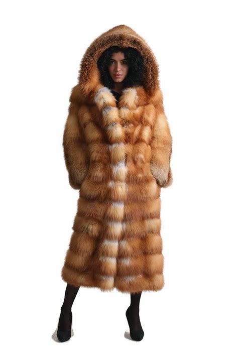 Red Fox Fur Full Length Jacket Fox Fur Jacket Fox Fur Coat Etsy Fox Fur Coat Fur Coat Fox