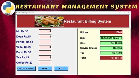 Restaurant Billing System In Python