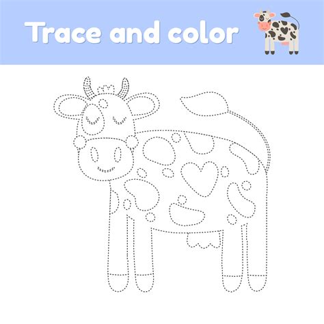 Coloring Book With Cute Farm Animal A Cow For Kids Kindergarten