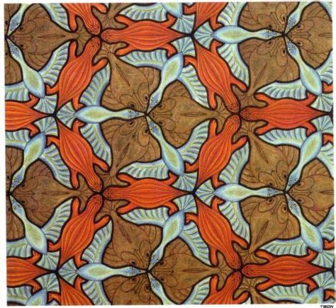 Draw the second half of each symmetrical figure. Symmetry Drawing - M.C. Escher | Escher art, Mc escher ...