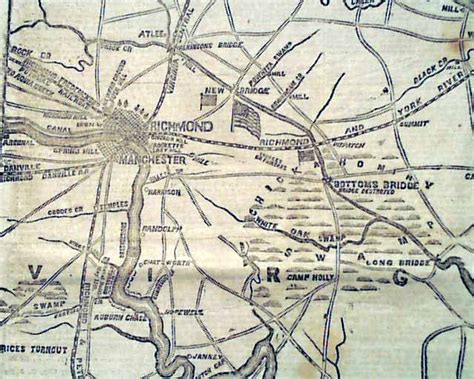 Huge Civil War Map Of The Richmond Vicinity