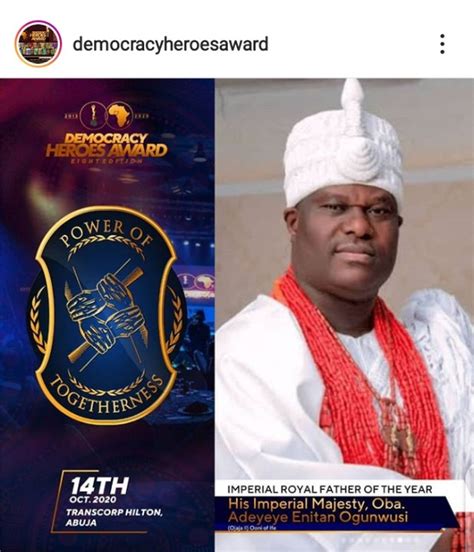 Dha 2020 Ooni Of Ife Receives Imperial Royal Father Of The Year Awards