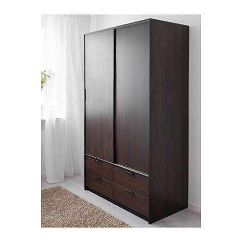 Sliding doors allow more room for furniture because they don't take any space to open. TRYSIL wardrobe w sliding doors/4 drawers, dark brown ...