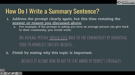 How To Write A Summary Sentence Youtube