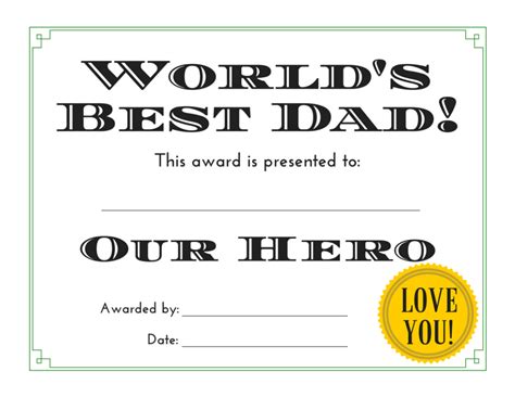 Worlds Best Dad 3 Free Printable Certificates For Fathers Day This