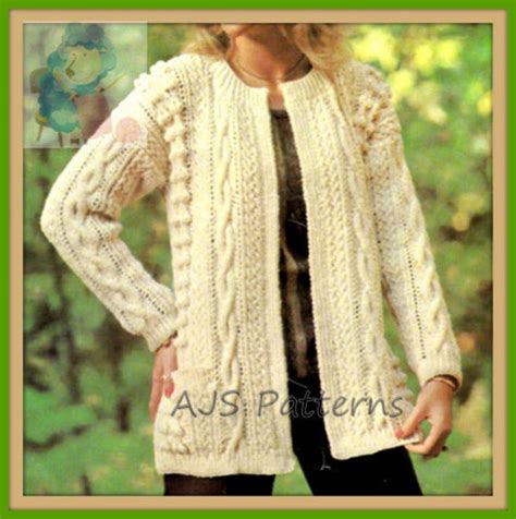 pdf knitting pattern for stylish ladies edge to edge aran