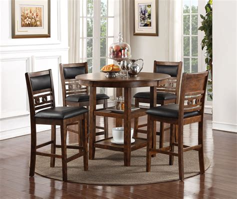 Gia Cherry 5 Piece Round Counter Height Dining Room Set From New