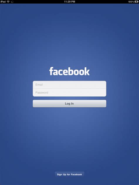 Facebook Login Screen User Interface Design Screen Design Ipad Apps