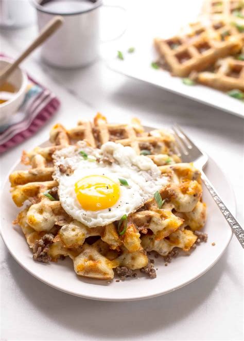Savory Waffles With Sausage And Cheddar