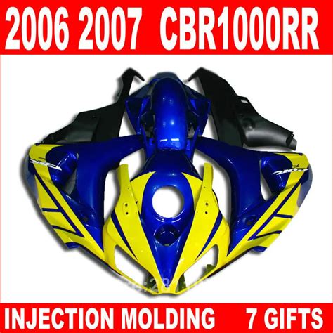 Injection Molded Fairing Kit For Honda Cbr1000rr 06 07 Blue Yellow