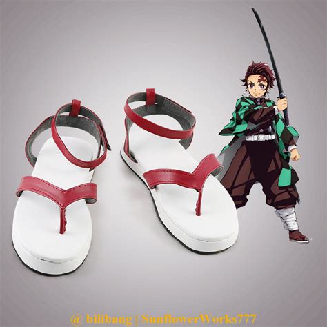 Demon Slayer Tanjiro Kamado Tanjiro Cosplay Shoes Red Sandals Custom