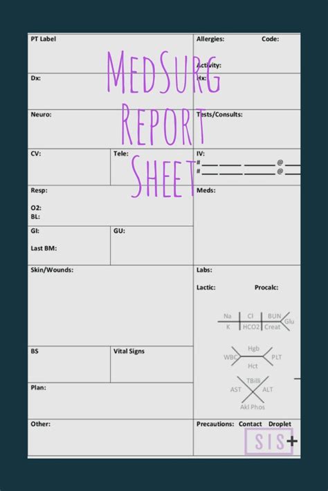 Nursing Report Sheet By Systems Icu Surg Assessment Oncology All