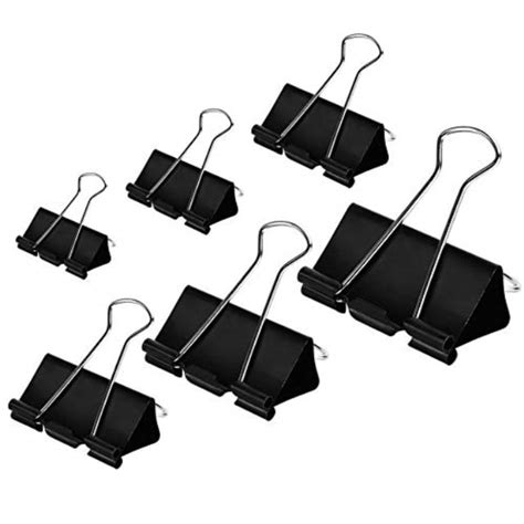 Dstelin Binder Clips Paper Clamps Assorted Sizes 100 Count Black X