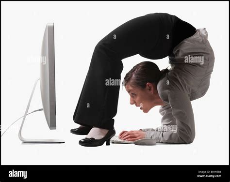 Businesswoman Bending Over Backwards Stock Photo Alamy
