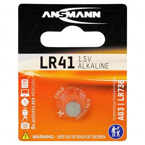 Lr41 Bp1 Ansmann 5015332 Alkaline Button Cell Battery Replaces 192 Ag3