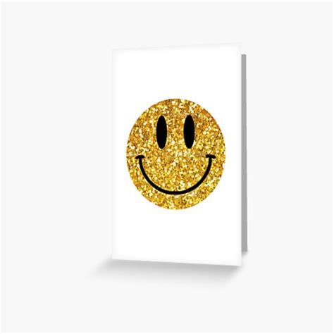 Gold Glitter Smiley Face Greeting Card By Flareapparel Redbubble