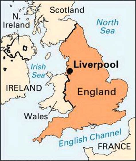 England is located in western europe on the island of great britain. Liverpool: location -- Kids Encyclopedia | Children's ...