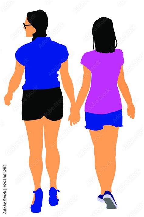 two lesbian girls hand to hand vector illustration isolated on white background lovely lesbian