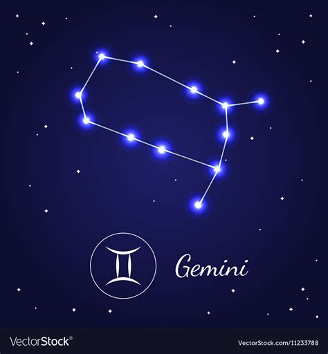 Gemini Zodiac Sign Stars On The Cosmic Sky Vector Image