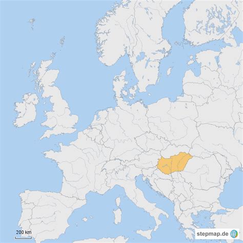 47° 0' 0 n / 20° 0' 0 e | zeitzone : StepMap - Eu Karte Ungarn - Landkarte für Deutschland