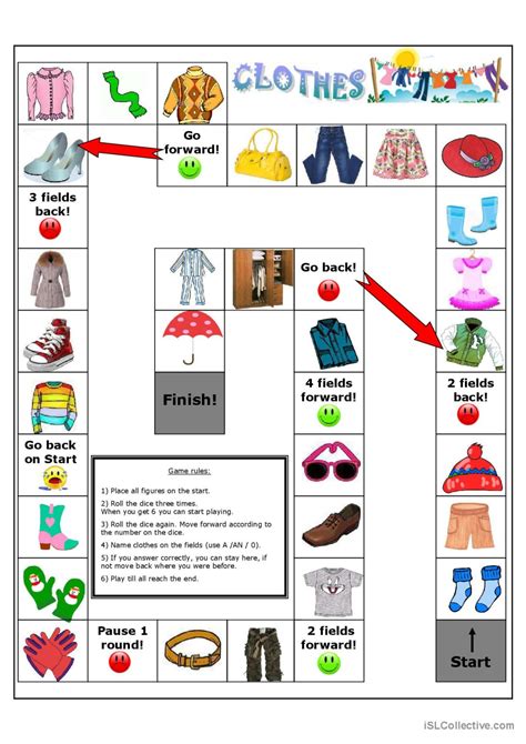 Clothes Board Game English Esl Worksheets Pdf And Doc