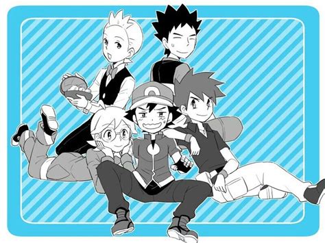 Ash Ketchum And All Of His Male Companions ♡ I Give Good Credit To Whoever Made This