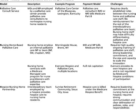 Table 2 From Strategies And Innovative Models For Delivering Palliative